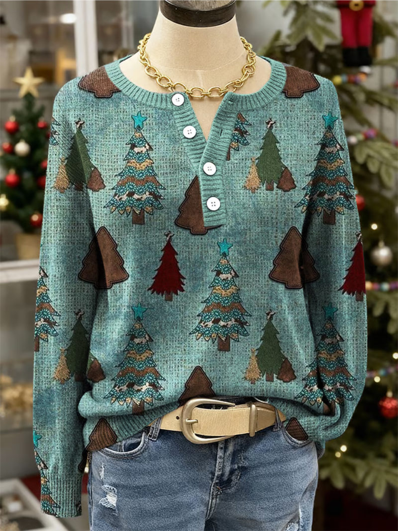 Elena - Christmas jumper with Christmas tree print