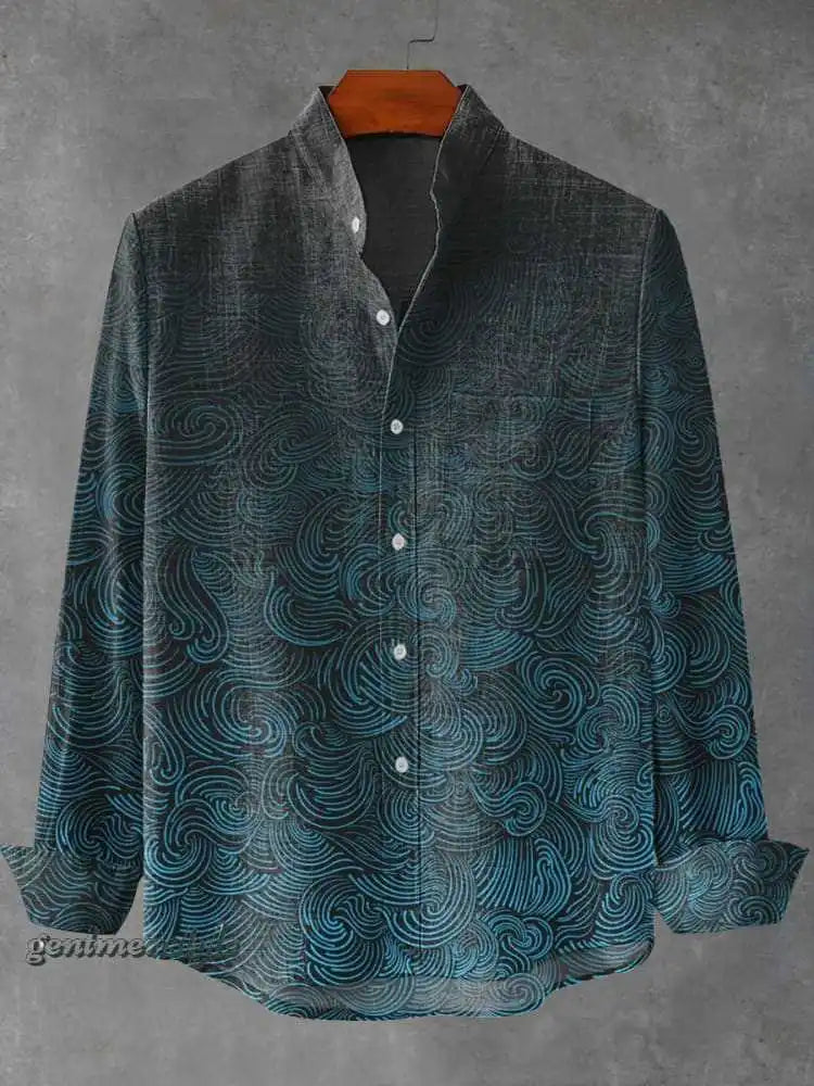 Arietta - Artistic Printed Button-Up Blouse