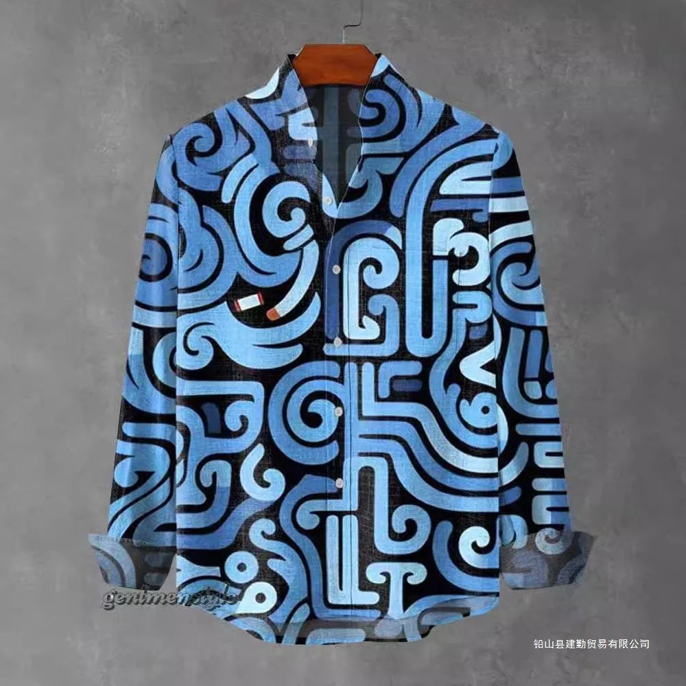 Arietta - Artistic Printed Button-Up Blouse