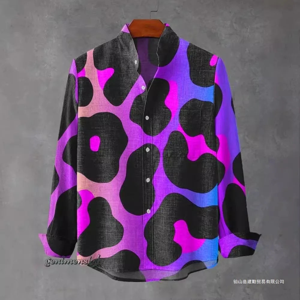 Arietta - Artistic Printed Button-Up Blouse