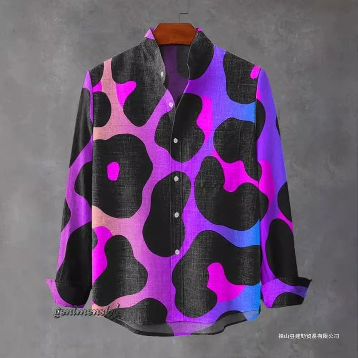 Arietta - Artistic Printed Button-Up Blouse