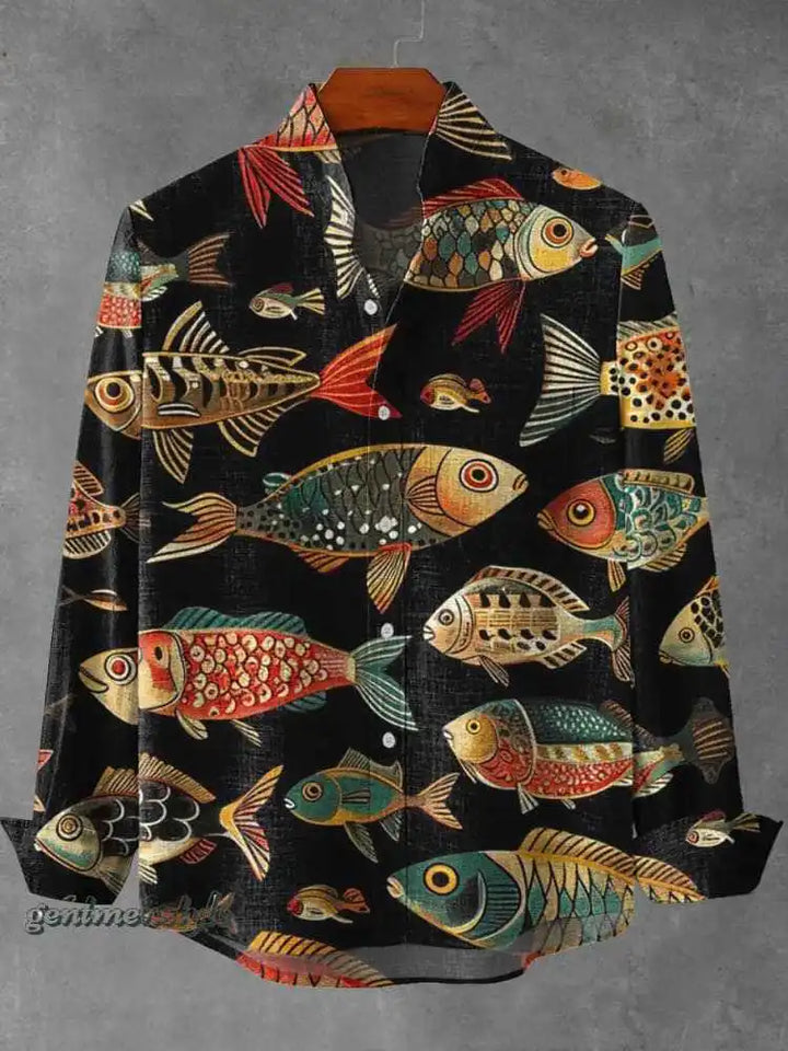 Arietta - Artistic Printed Button-Up Blouse