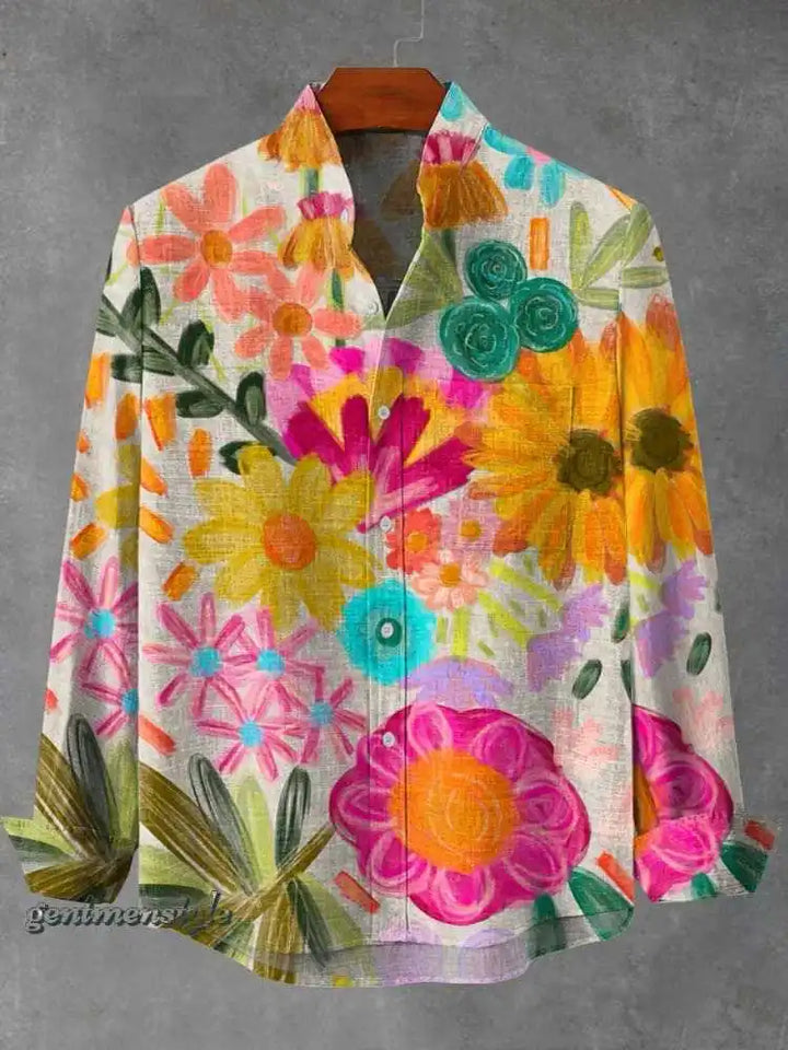 Arietta - Artistic Printed Button-Up Blouse