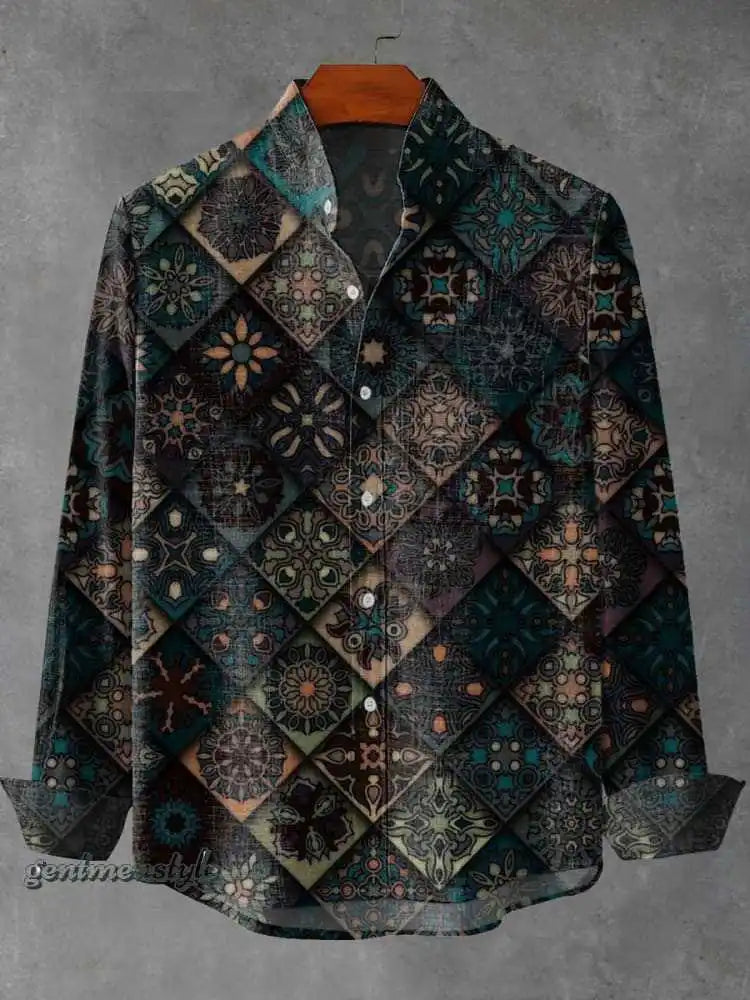 Arietta - Artistic Printed Button-Up Blouse