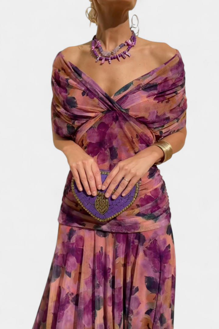 Alondra – Elegant Formal Dress with Off-Shoulder Design