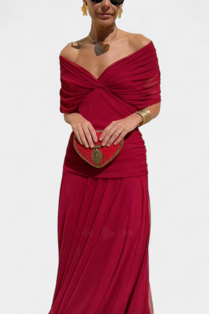 Alondra – Elegant Formal Dress with Off-Shoulder Design