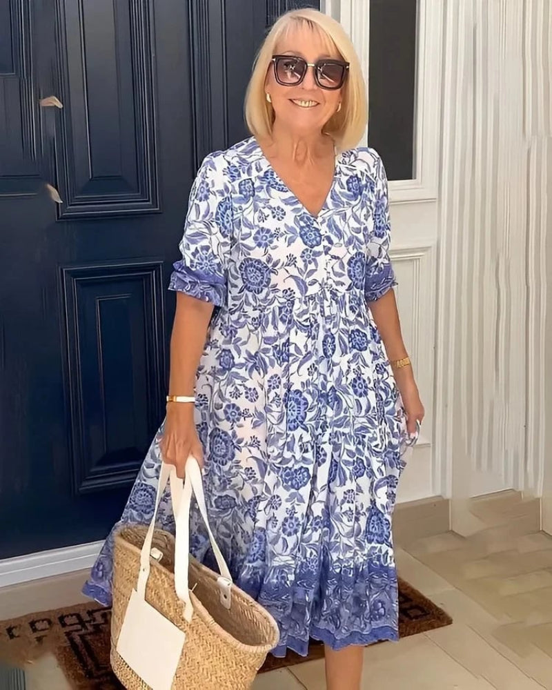 Serenya - Breezy Printed Midi Dress