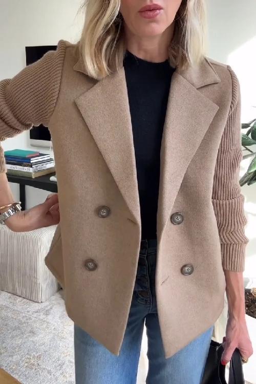 Amora - Elegant Knit-Sleeve Blazer
