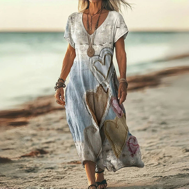 Retro Heart Print Dress