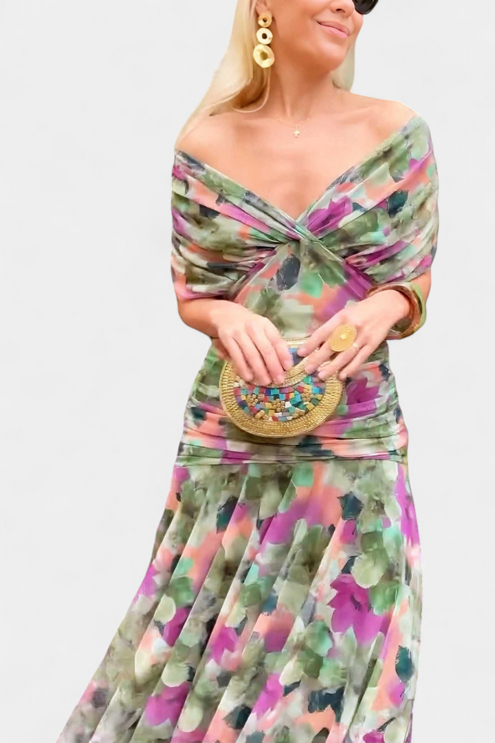 Alondra – Elegant Formal Dress with Off-Shoulder Design