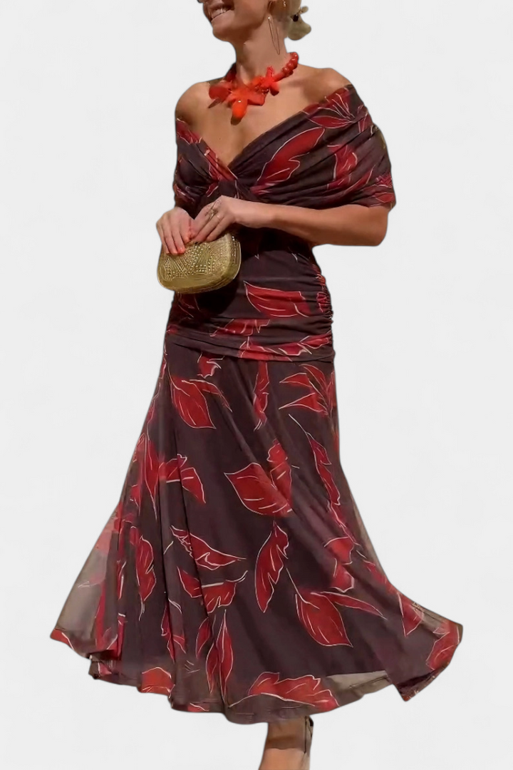 Alondra – Elegant Formal Dress with Off-Shoulder Design
