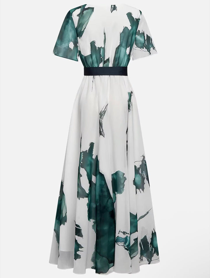 Isla - Elegant Printed Maxi Dress with Waist Tie