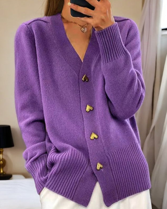 Rooney - Cardigan Sweater with Heart Buttons