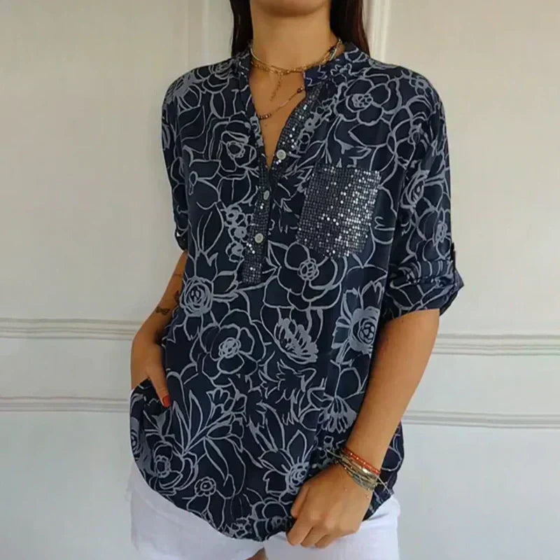 Lotte - Women’s Floral Print Loose Blouse