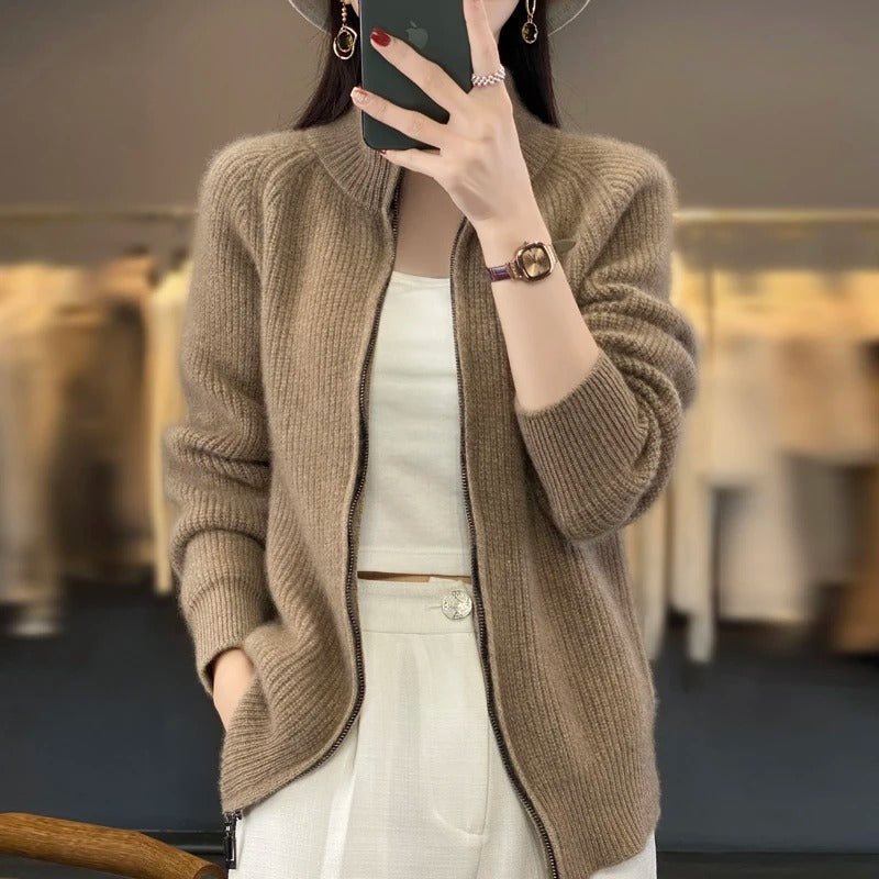 Vienna | Pure Wool Zipper Cardigan